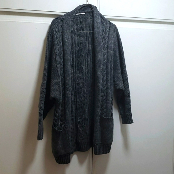 SOLD Mixed Knit Wool Open Front Longline Cardigan - Picture 2 of 8
